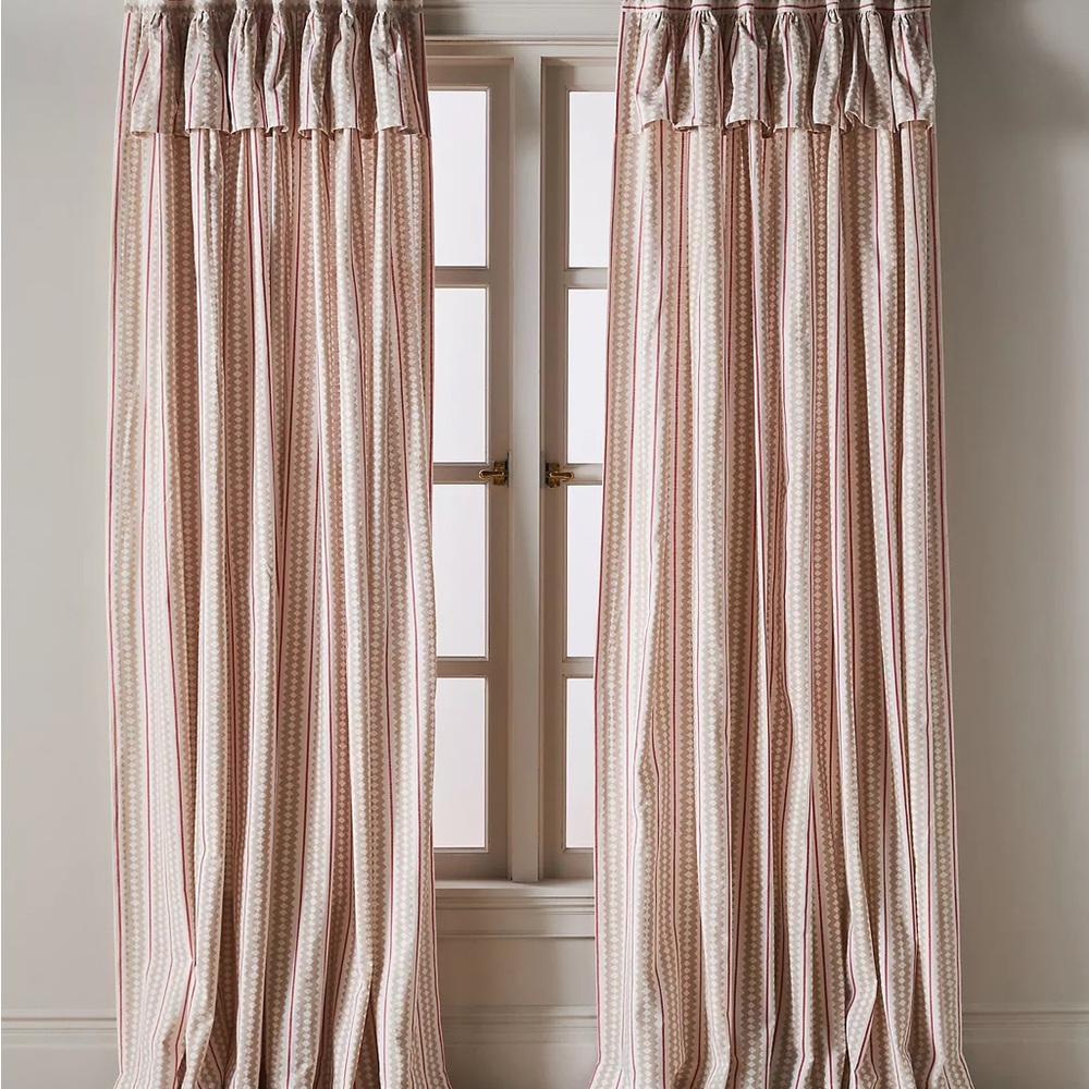 Anthropologie Cotton Printed Stripe Valence Curtains